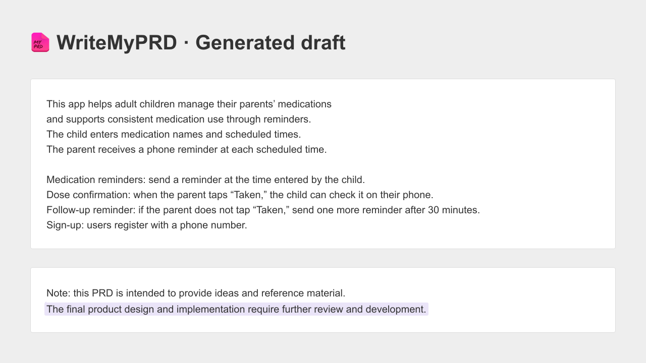 WriteMyPRD Generated Draft