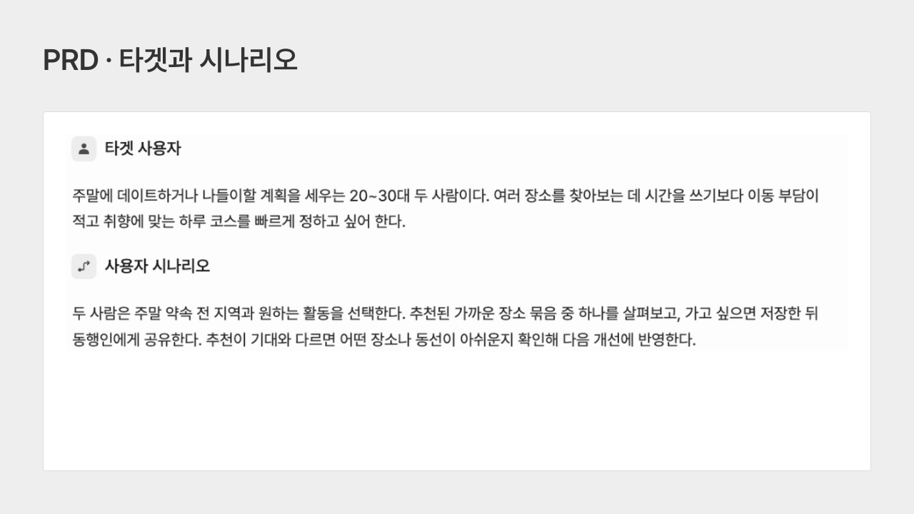 PRD 타겟과 시나리오