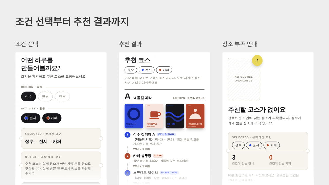 시제품 조건선택과 결과화면